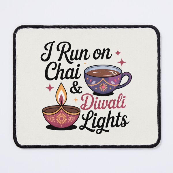 Item preview, I Run on Chai & Diwali Lights – Festive Tea Lover Design designed and sold by Jollys-ArtShop.