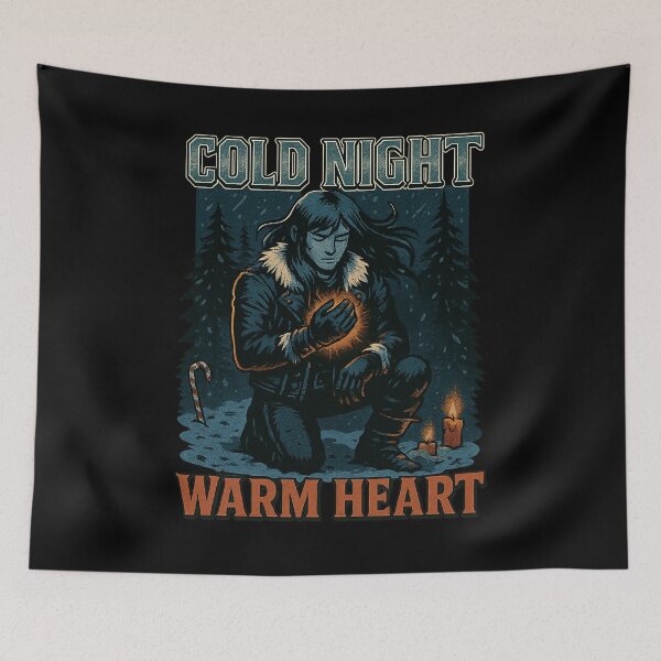 Item preview, Cold Night Warm Heart - Gift for Winter Lovers Compassion Christmas Art designed and sold by Jarminis.