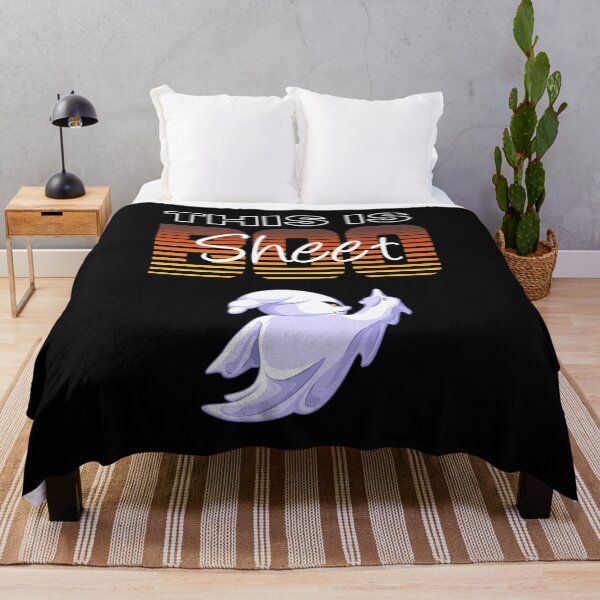 Item preview, Funny Halloween Ghost Raising Finger Says Boo Sheet Spooky Cartoon Illustration designed and sold by MONTRIS.