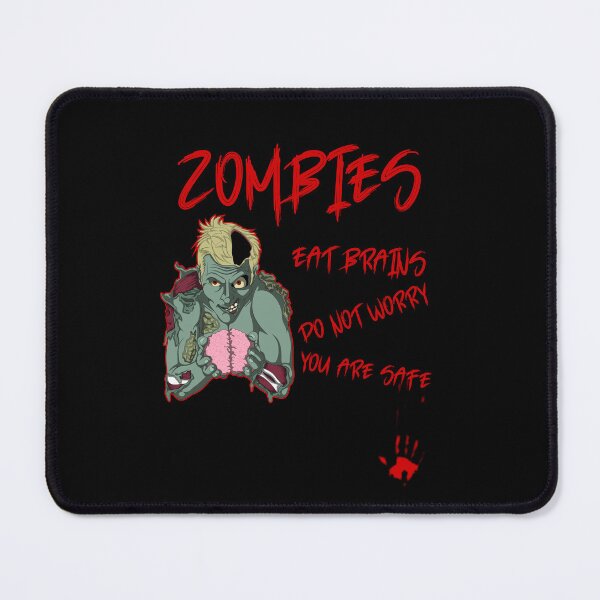 Item preview, unny Zombie Holding Brain Smiling Bloody Handprint Halloween Illustration designed and sold by MONTRIS.