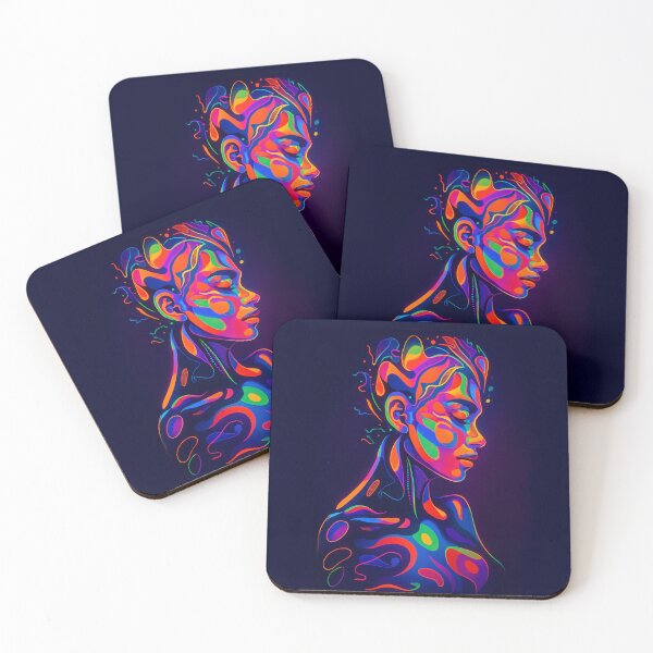 Item preview, Electric Reverie – Psychedelic Abstract Portrait in Rainbow Hues designed and sold by DzurDesigns .