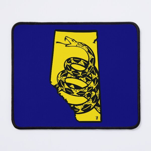Item preview, ALBERTAN   - Libertarian - Don't Tread On Me Gadsden Snake on ALBERTA Map on Blue default background, #020279 designed and sold by pelagio.