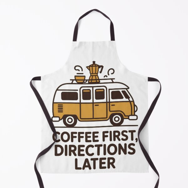 Artikelvorschau, Coffee First Directions Later – Funny Coffee Camper Van Travel Quote entworfen und verkauft von pod24.