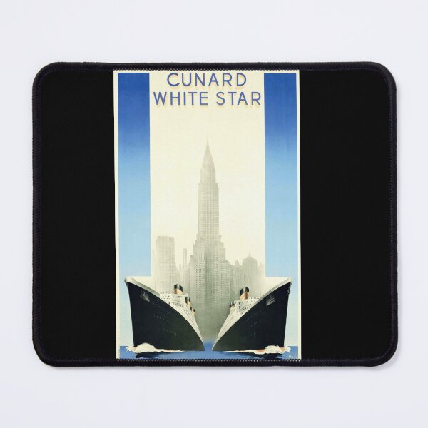 Item preview, Art Deco Cunard White Star Line Poster | RMS Queen Mary & Queen Elizabeth | New York Skyline | Ocean Liner Wall Art designed and sold by artofuniverse.