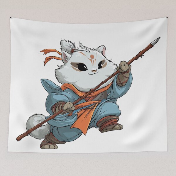 Item preview, Shaolin Cat – Fearless Martial Arts Feline Illustration designed and sold by DTDSEverything.
