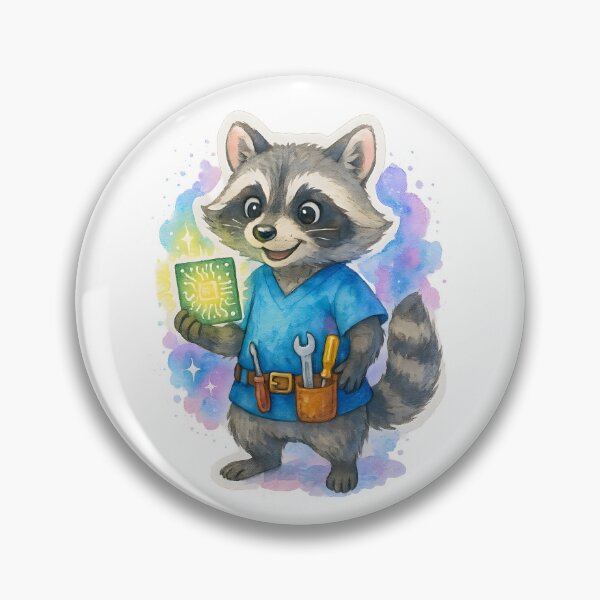 Item preview, Fixer Raccoon Biomedical Tech Sticker | Funny Hospital Engineer Art designed and sold by ClinicalHubs.