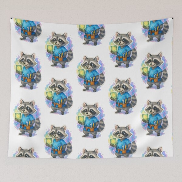 Item preview, Fixer Raccoon Biomedical Tech Sticker | Funny Hospital Engineer Art designed and sold by ClinicalHubs.