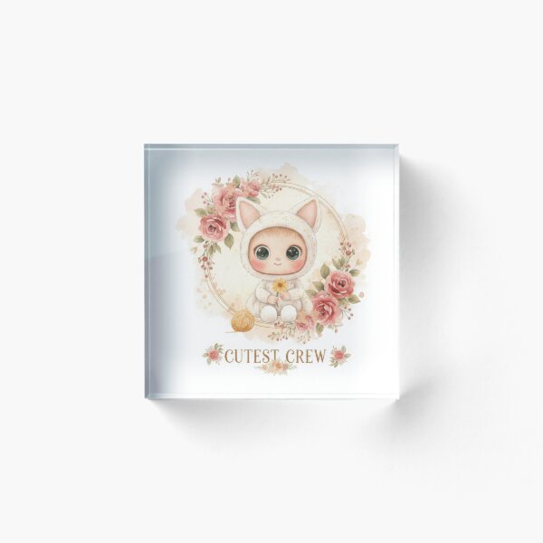 Item preview,  Cute "Cut Crew" Cat Logo - Whimsical Watercolor Kitten & Flowers for Kids & Baby designed and sold by BlissxPals.