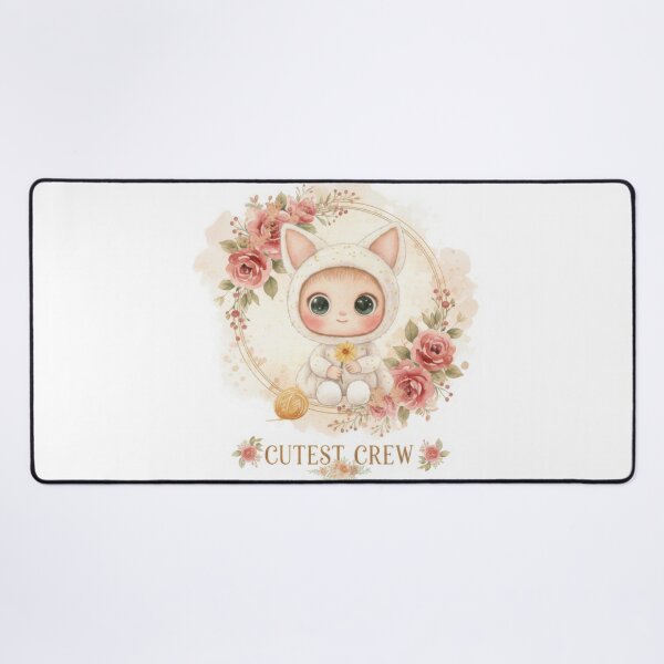 Item preview, Cute "Cut Crew" Cat Logo - Whimsical Watercolor Kitten & Flowers for Kids & Baby designed and sold by BlissxPals.