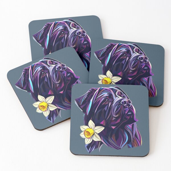 Item preview, Geometric Dogo with Narcissus Flower | Dark Purple and Blue Polygonal Dog Art designed and sold by Naturalite19.