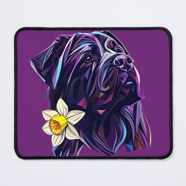 Item preview, Geometric Dogo with Narcissus Flower | Dark Purple and Blue Polygonal Dog Art designed and sold by Naturalite19.