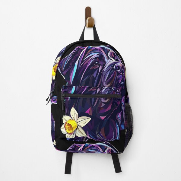 Item preview, Geometric Dogo with Narcissus Flower | Dark Purple and Blue Polygonal Dog Art designed and sold by Naturalite19.