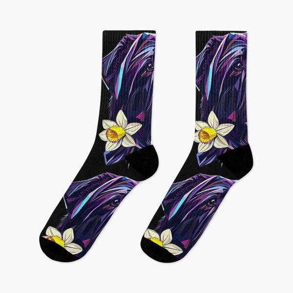 Item preview, Geometric Dogo with Narcissus Flower | Dark Purple and Blue Polygonal Dog Art designed and sold by Naturalite19.