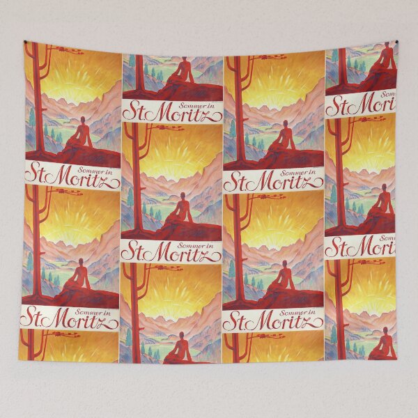 Item preview, Vintage Travel Poster | Sommer in St. Moritz | Swiss Alps Art | Vibrant Fauvist Palette | Elegant & Sophisticated Design designed and sold by artofuniverse.