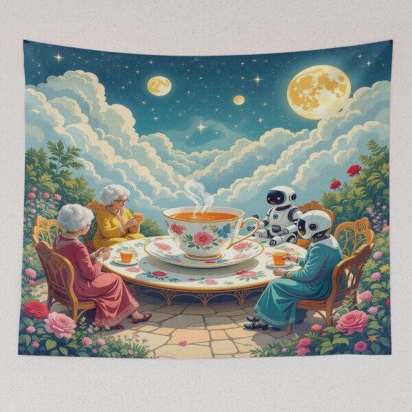 Item preview, Tea & Tenderness – Grandmothers, Robots & floral dreams under the moonlight sky designed and sold by FotoworldEdel.