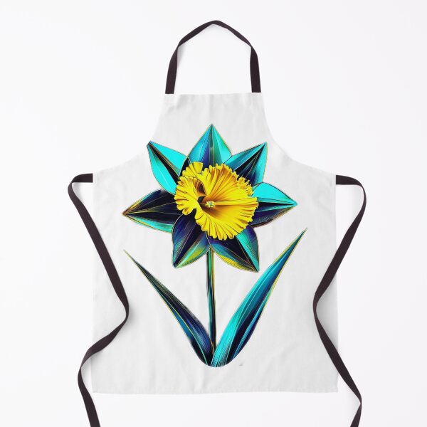 Item preview, Geometric Narcissus Flower | Metallic Cyan and Yellow Digital Art designed and sold by Naturalite19.