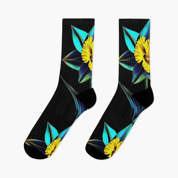Item preview, Geometric Narcissus Flower | Metallic Cyan and Yellow Digital Art designed and sold by Naturalite19.