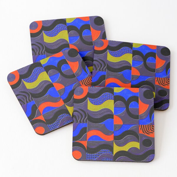 Item preview, 4 part dark fluorescence oil abstract geometric colorful design designed and sold by SmashingDeals.