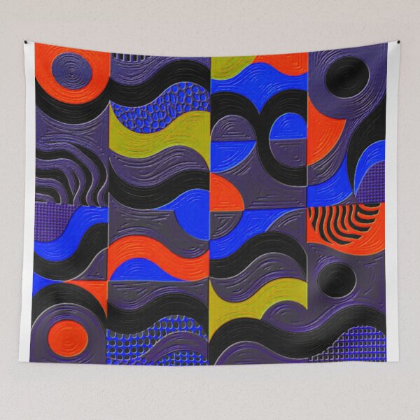 Item preview, 4 part dark fluorescence oil abstract geometric colorful design designed and sold by SmashingDeals.