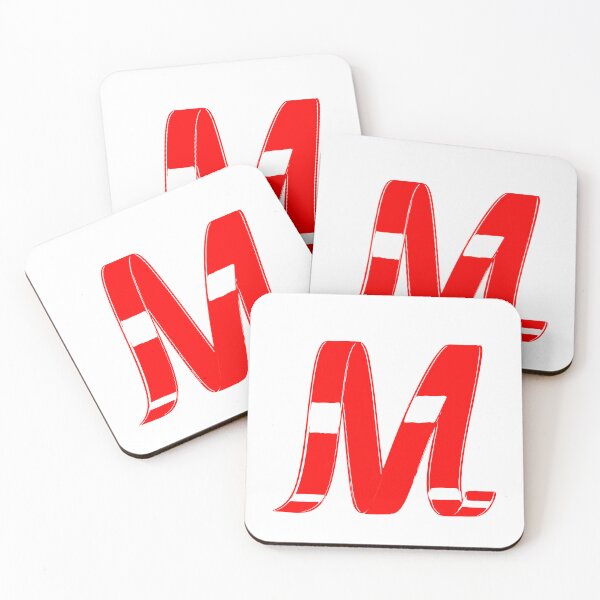 Item preview, Letter M – Retro Red Ribbon Monogram Calligraphy designed and sold by uncoXab.