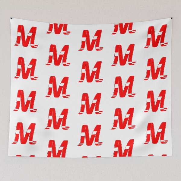 Item preview, Letter M – Retro Red Ribbon Monogram Calligraphy designed and sold by uncoXab.