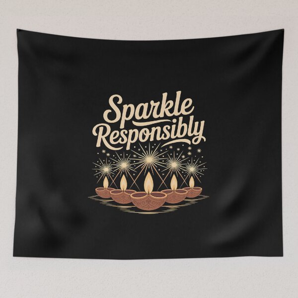 Item preview, Sparkle Responsibly – Diwali Safety Design designed and sold by Jollys-ArtShop.