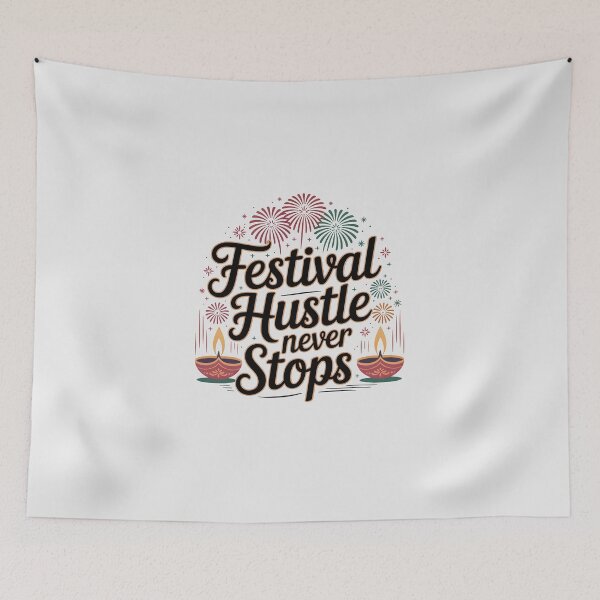 Item preview, Festival Hustle Never Stops – Diwali Celebration Design designed and sold by Jollys-ArtShop.