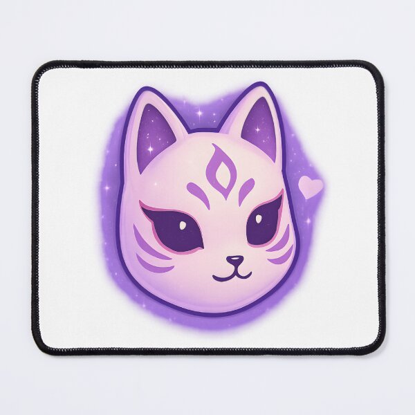 Item preview, Kawaii Sparkly Kitsune Mask – Purple Fox Mask with Cute Pink Heart designed and sold by OsasChild.
