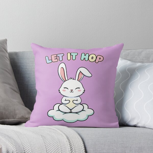 Item preview, Kawaii Bunny Yoga "LET IT HOP" - Cute Pastel Rabbit Meditation Design designed and sold by hn79.