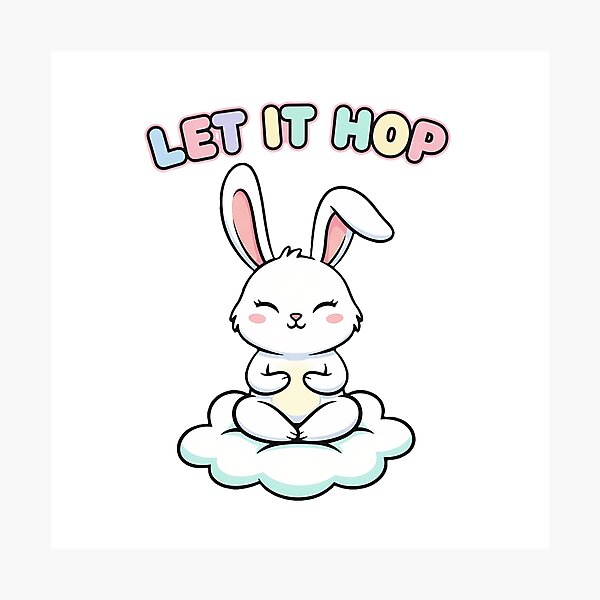 Item preview, Kawaii Bunny Yoga "LET IT HOP" - Cute Pastel Rabbit Meditation Design designed and sold by hn79.