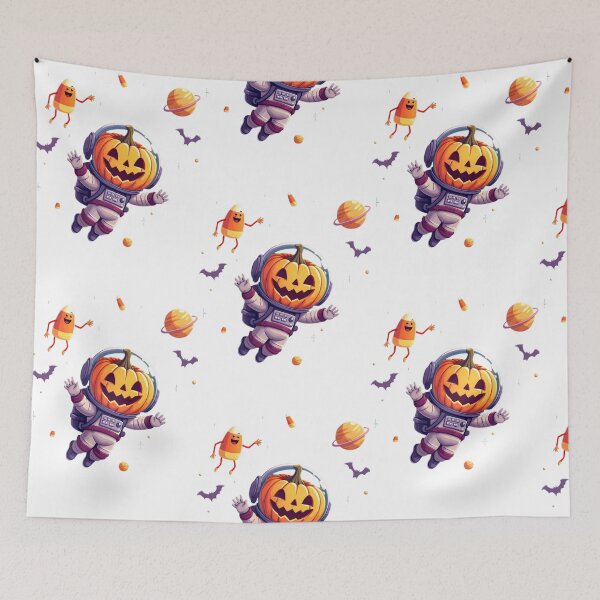 Item preview,  jack-o'-lantern astronaut floating in space designed and sold by HorizonStores.