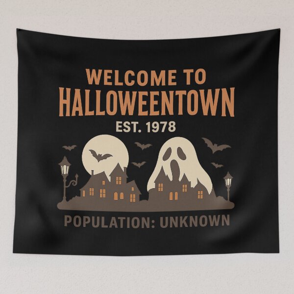 Item preview, Welcome to Halloweentown – Population Unknown Vintage Horror Design designed and sold by AddictiveDesign.
