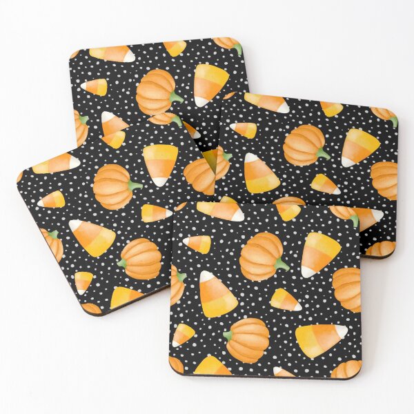 Item preview, Halloween Black With White Polka Dots, Candy Corn, and Pumpkins Design designed and sold by MakersFolly.