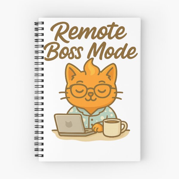 Item preview, Remote Boss Mode - Funny Orange Cat Working from Home Cartoon Design designed and sold by MeowLaugh.