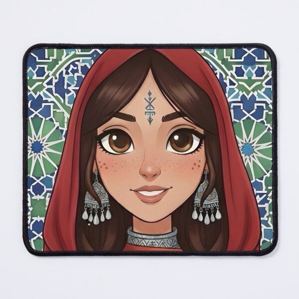 Item preview, Beautiful Amazigh Berber Woman Portrait| Moroccan Zellige Heritage Art | Africa Diaspora Gift designed and sold by ArtiseGraphics.