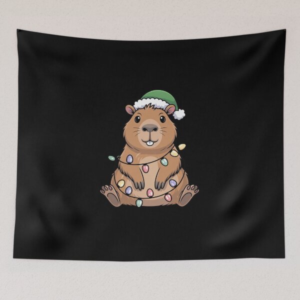 Item preview, Festive Capybara – Christmas Lights & Candy Cane T-Shirt | Cute Holiday Animal Design designed and sold by teevoxx.