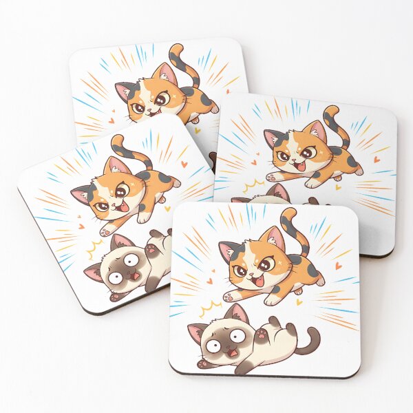 Item preview, Chibi Calico vs Siamese – Playful Cat Fight Sticker designed and sold by meesub.