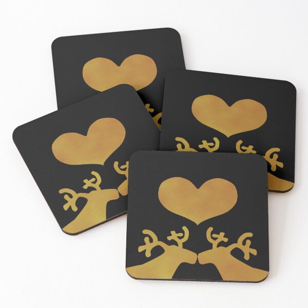 Item preview, Golden Reindeer couple on black - Calm, Sensory-Friendly designed and sold by CreaTwinkles.