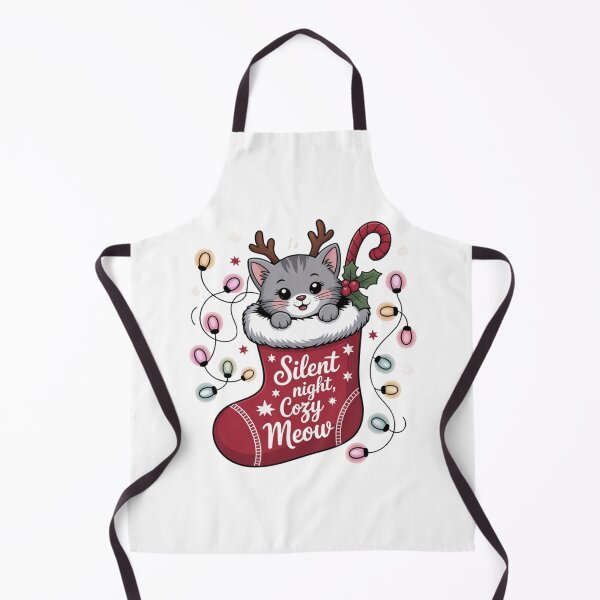 Artikelvorschau, Stille Nacht, gemütliches Miauen – Weihnachts-Katzenstrumpf-T-Shirt | Süßes Feiertags-Kätzchen-Design entworfen und verkauft von teevoxx.