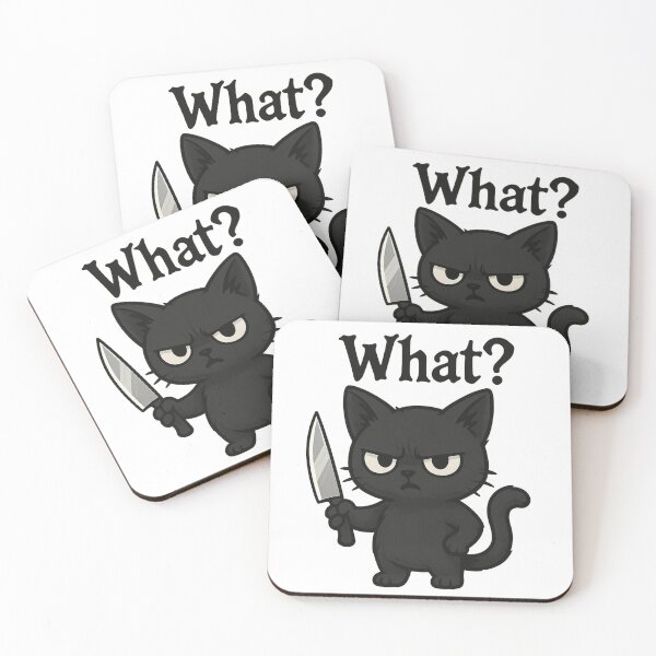 Item preview, What? Murderous Black Cat With Knife designed and sold by EnigmaWitch.