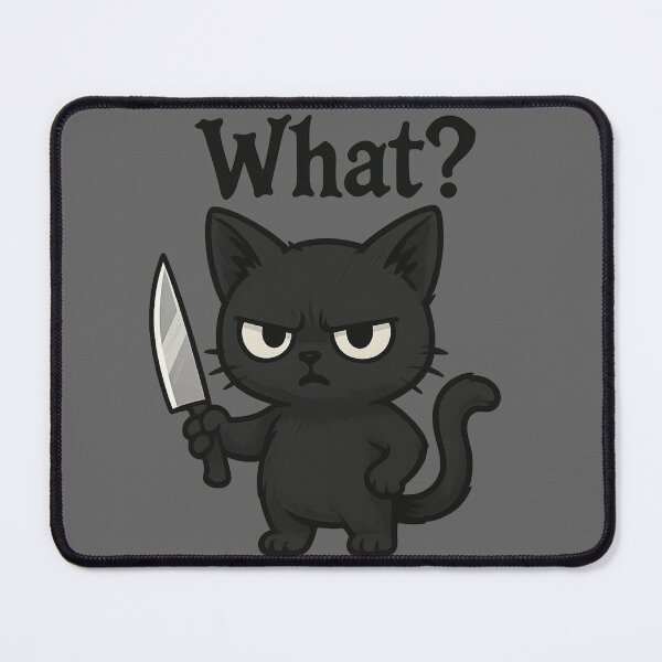 Item preview, What? Murderous Black Cat With Knife designed and sold by EnigmaWitch.