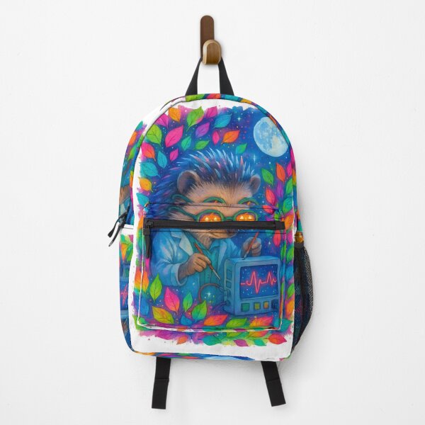 Item preview, Neon Moonlit Hedgehog Tech BMET Sticker | Funny Biomedical Technician Halloween Art designed and sold by ClinicalHubs.