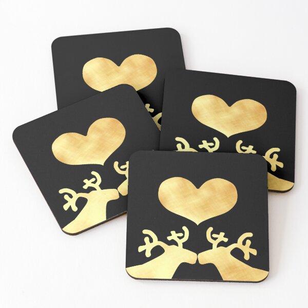 Item preview, Golden Reindeer couple on black - Calm, Sensory-Friendly designed and sold by CreaTwinkles.