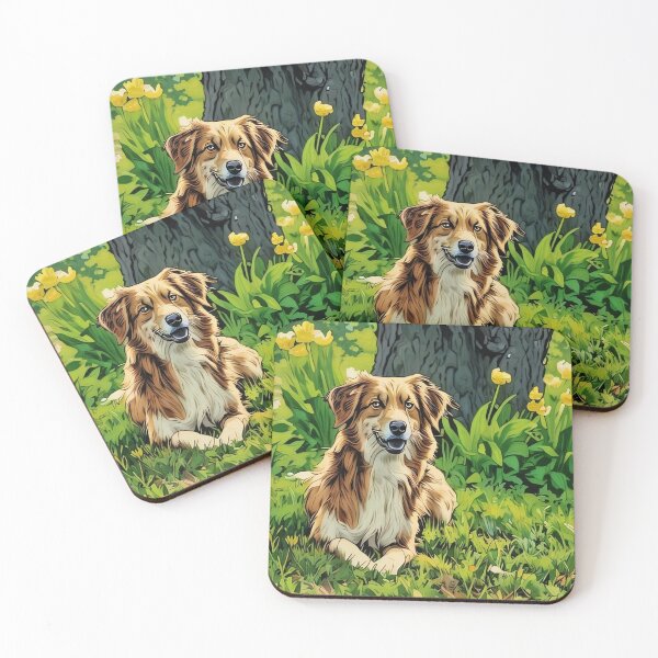 Item preview, Australian Shepherd with Tulips designed and sold by tomorrowsart.