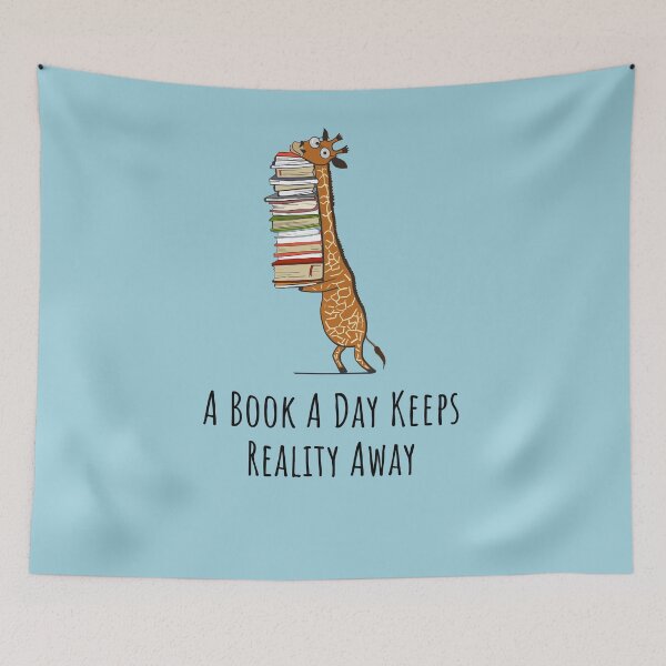 Item preview, Funny Giraffe Holding a Stack of Books -  A Book A Day Keeps Reality Away - Book Lover Shirt, Phone Cases And Other Gift designed and sold by MemWear.