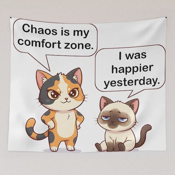 Item preview, Chibi Cat Couple – Calico & Siamese Pose Together designed and sold by meesub.