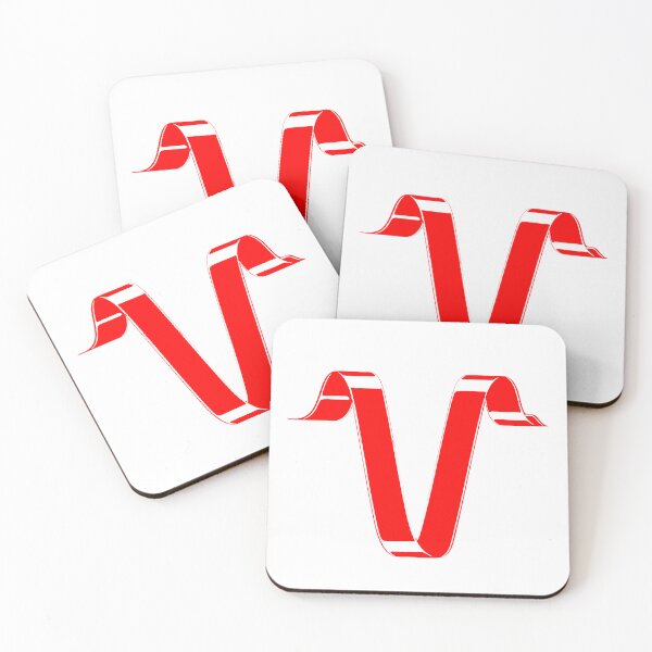 Item preview, Letter V – Retro Red Ribbon Monogram Calligraphy designed and sold by uncoXab.