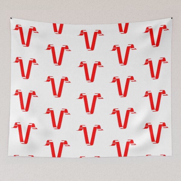 Item preview, Letter V – Retro Red Ribbon Monogram Calligraphy designed and sold by uncoXab.