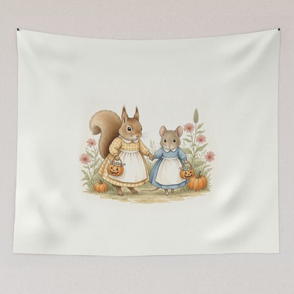 Item preview, Autumn Companions – Squirrel & Mouse in Harvest Dresses designed and sold by Pasteltone.