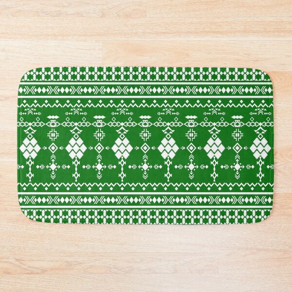 Item preview, Green and White Ethnic Seamless Pattern for Fabric, Holiday Sweater, and Digital Wallpaper Design designed and sold by DesignByNui.